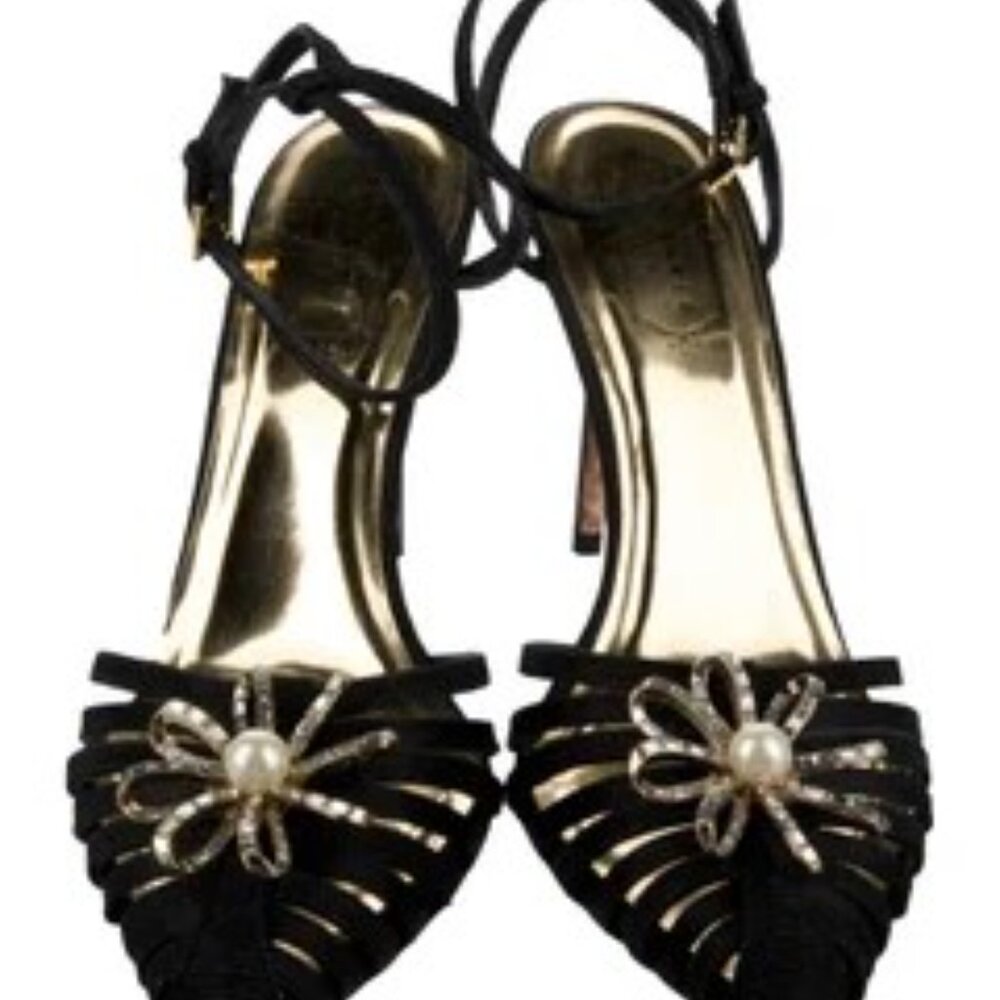 TED BAKER Leather Crystal Embellishments Sandals
